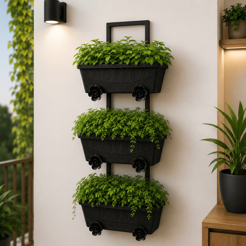 Floreira Parede Decoração Casa Sacada Suporte em Ferro c/ Vasos