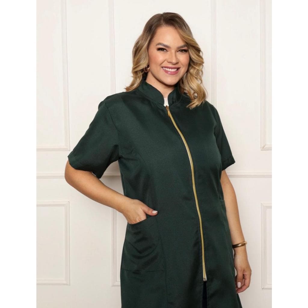 Jaleco Feminino Verde Musgo MALTA  Plus Size Zíper Gardenia Jalecos