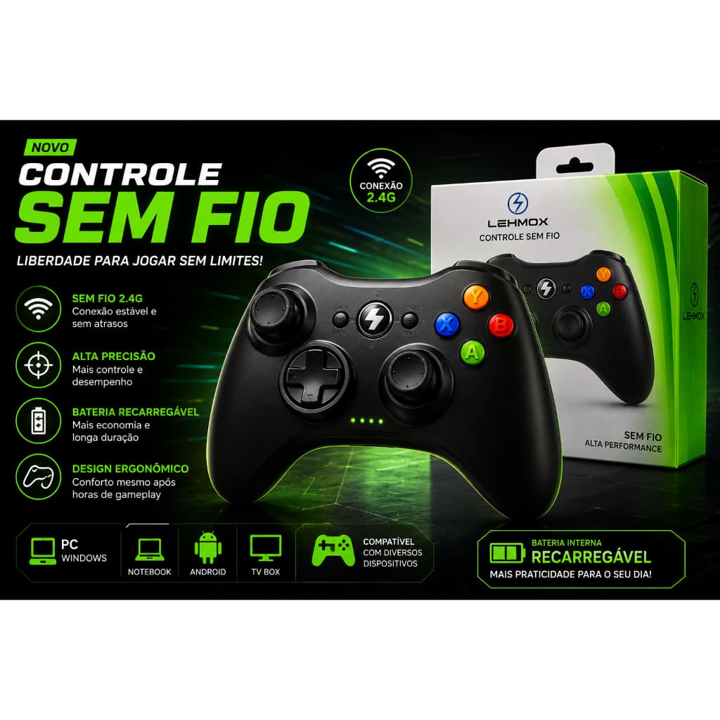 CONTROLE XBOX SEM FIO KAPBOM KAP360W