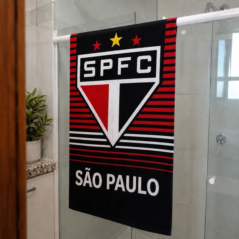 Toalha de Banho São Paulo FC Oficial 70x140cm 100% Algodão Macia Alta Absorção Tricolor SPFC