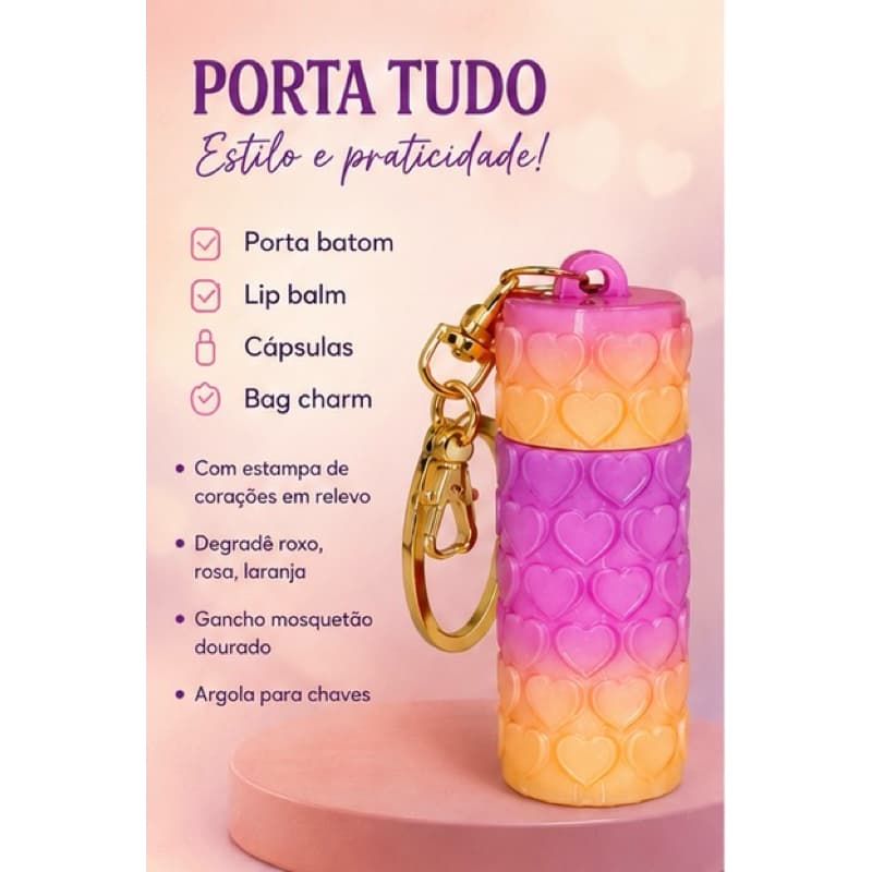 Porta Batom 3D Chaveiro Bag Charm com Abridor de Lata | Acessório Feminino personalizado Presente multifuncional.