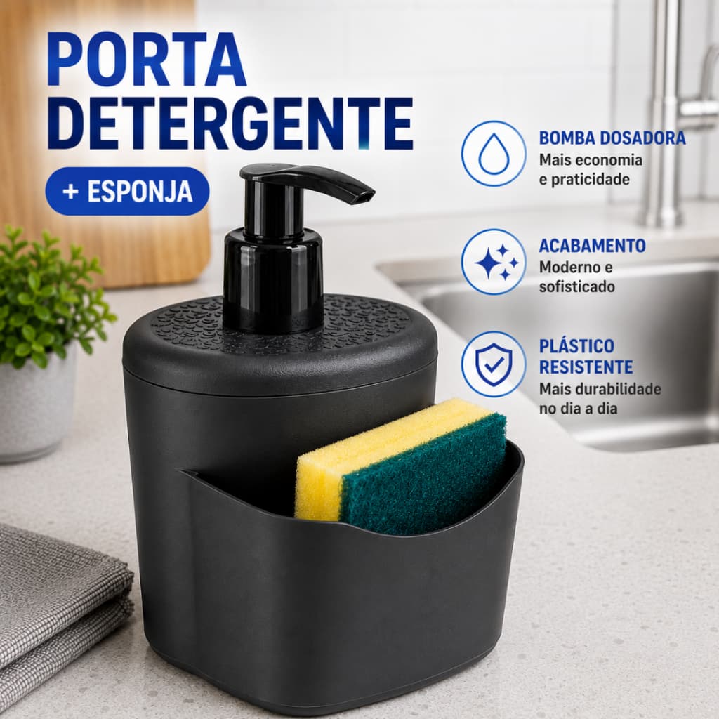Porta Detergente Sabão Dispenser Sabão Sabonete Liquido Porta Esponja Com Bico Dosador Multiuso Cozinha Banheiro