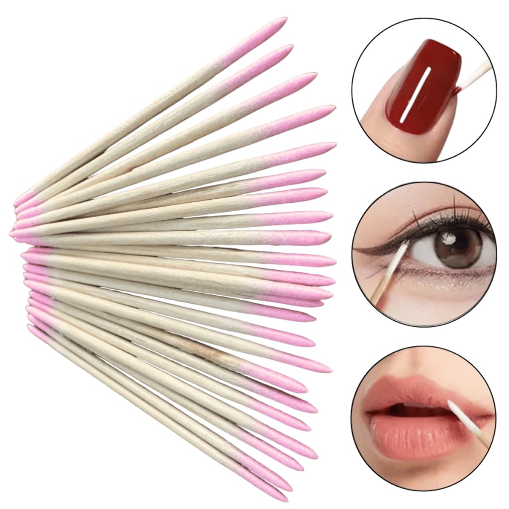 Kit 300 Palitos com Algodão - Palito Grande 10cm com ponta de algodão para Unhas - Palito laranjeira