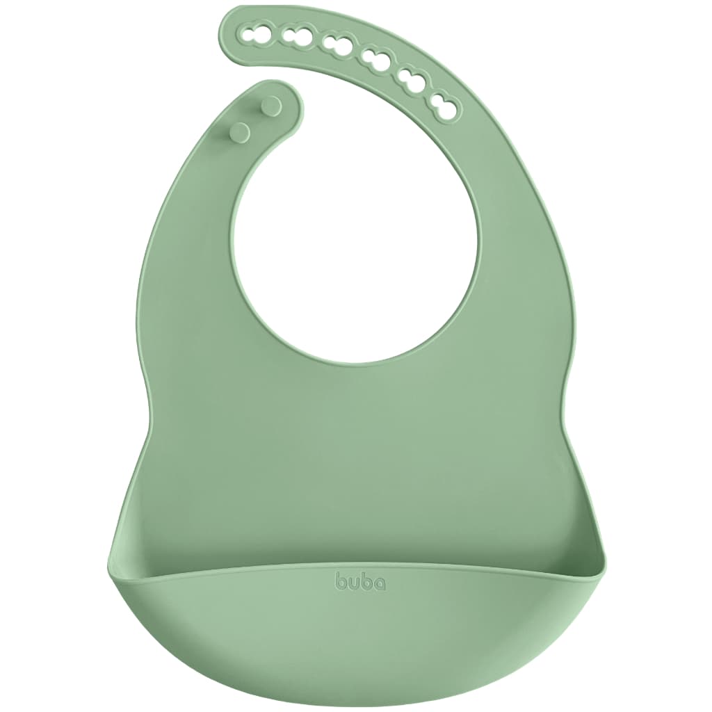 Babador de Silicone Infantil Bebê com Bolso Porta Migalhas Impermeável Buba