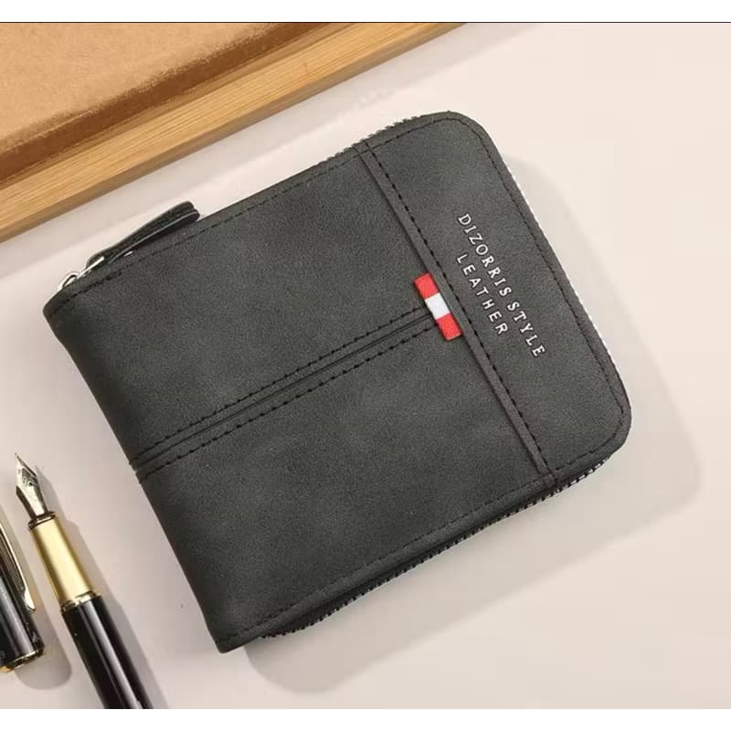 Carteira Masculina Porta Cartões Compacta Pequena Couro Sintetico Ziper Porta Moeda 8575