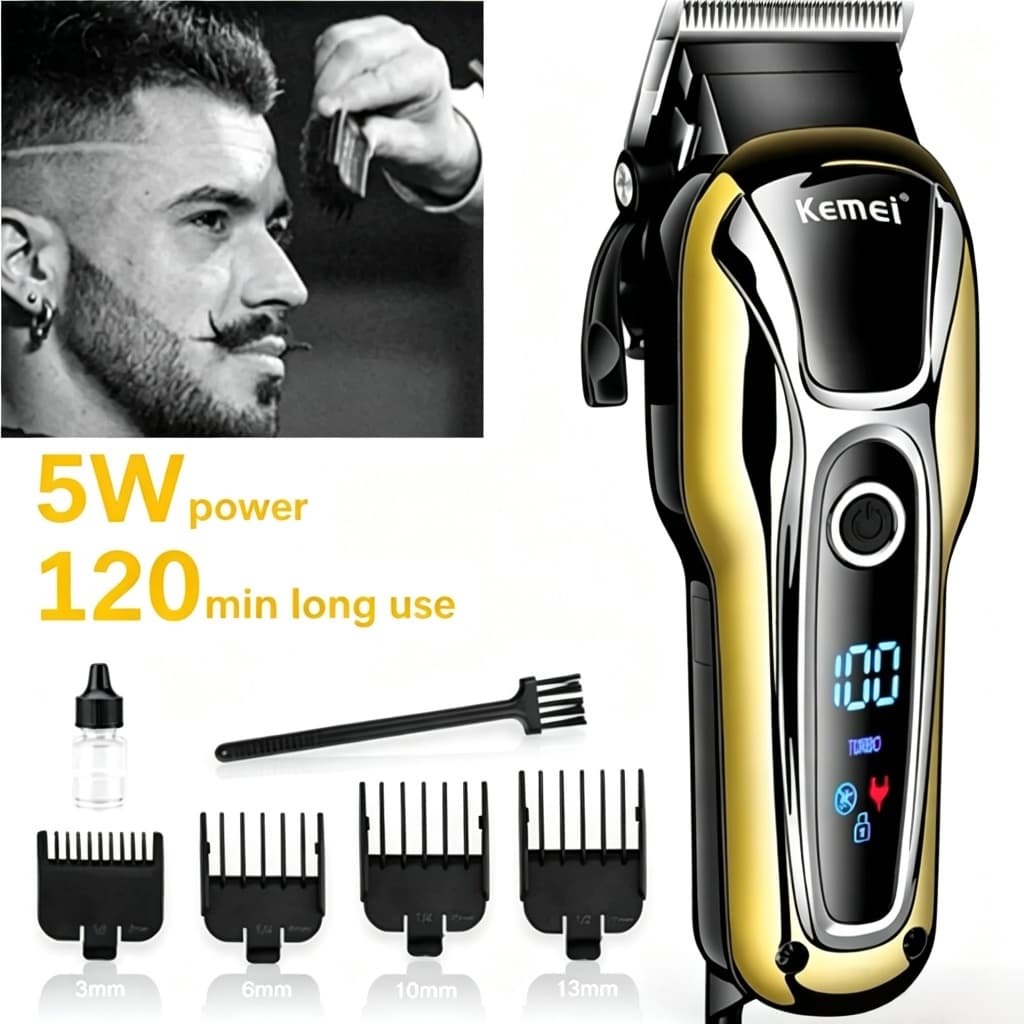 Máquina Cortar Cabelo Sem Fio Profissional Kemei KM-1990