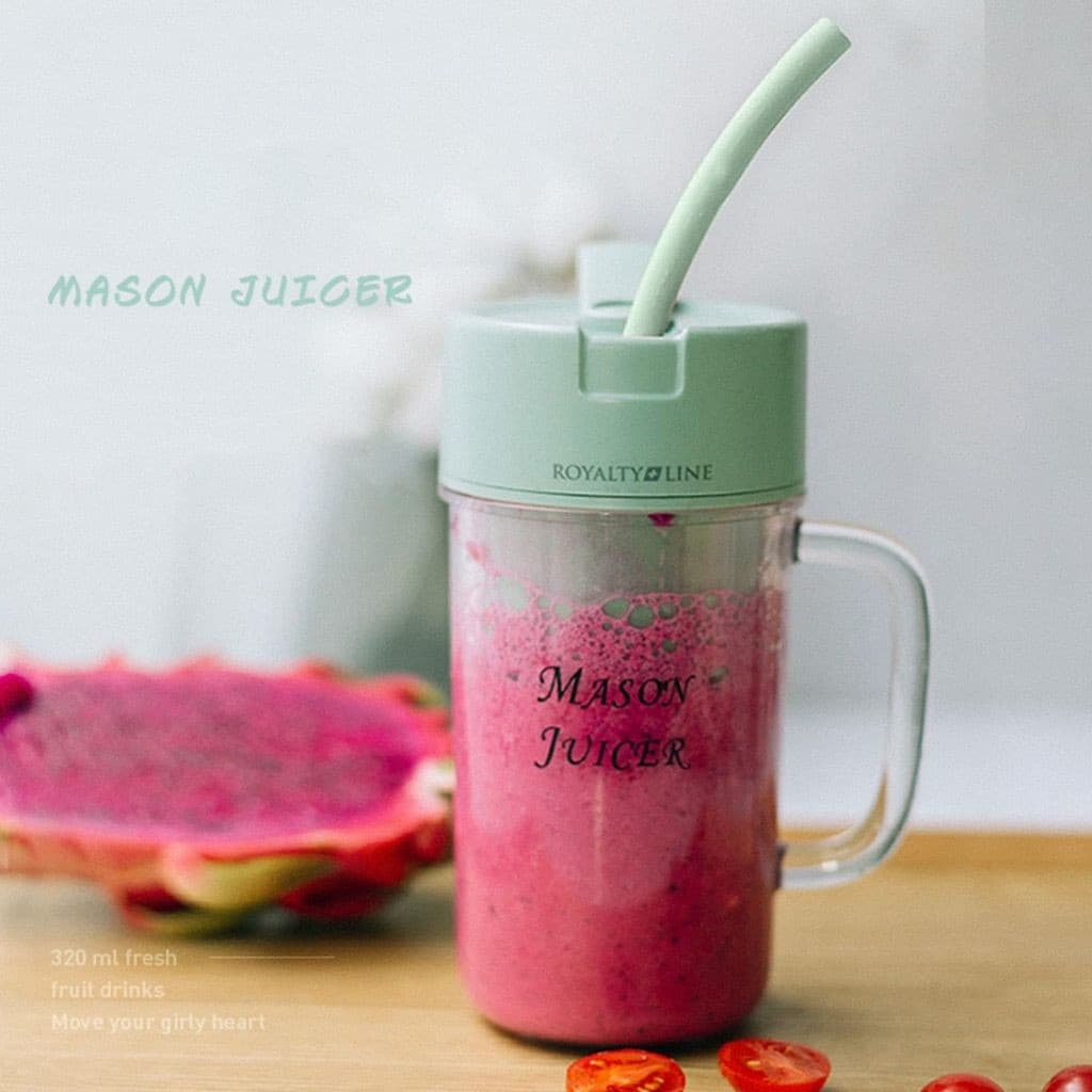 Liquidificador 300ml com 6 laminas mini juicer com copo tampa e canudo recarregavel usb