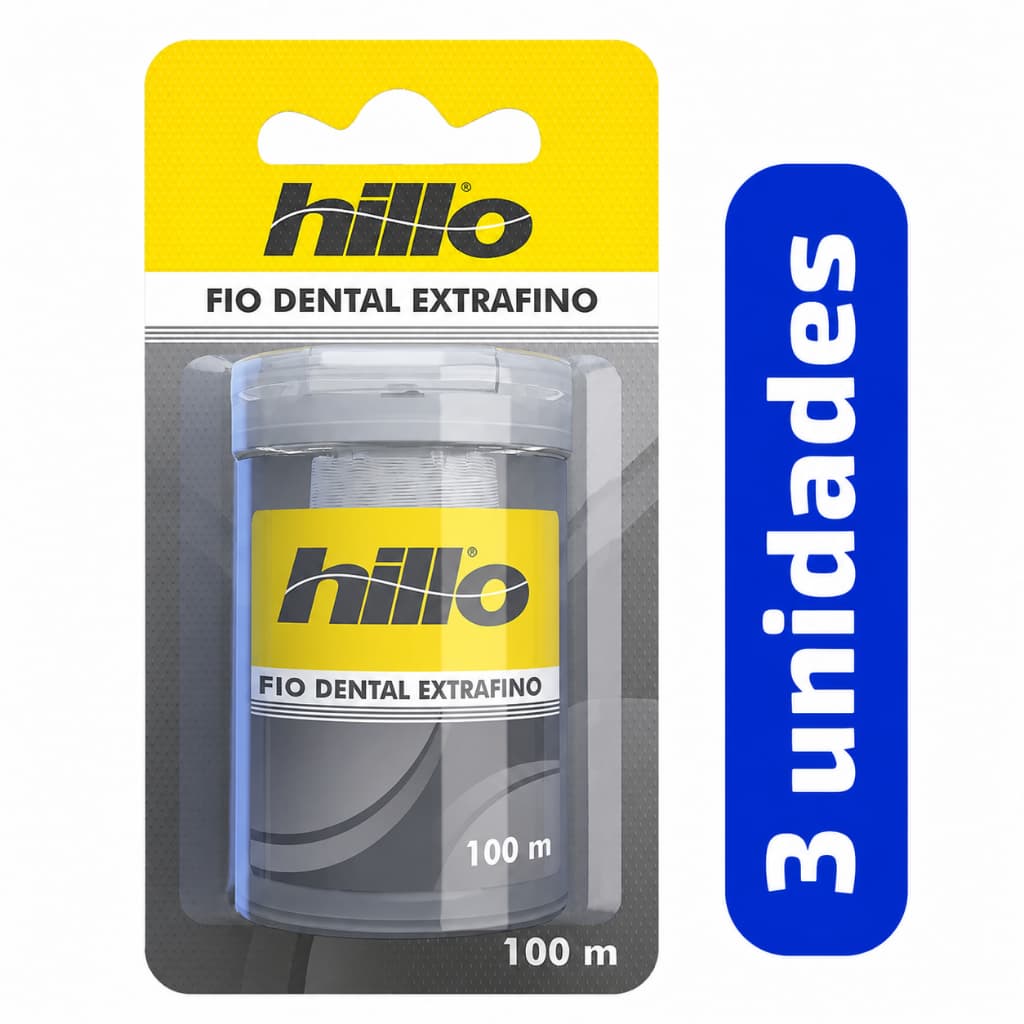 Kit 3 Fio Dental Extra Fino 100m Cada Hillo - Higiene Bucal, Limpeza Profunda e Sorriso Saudável....