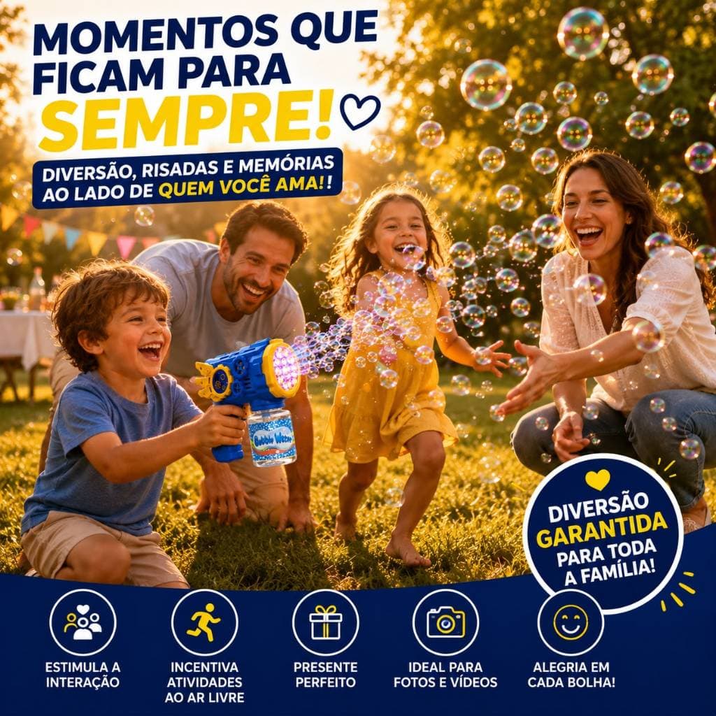 Lança Bolha de Sabão Automático Interativo com Efeitos Coloridos e Design Divertido para Crianças