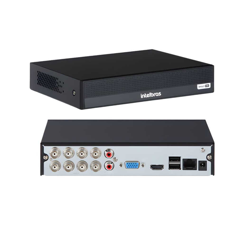 Dvr 8 Canais intelbras MHDX 1208-C Dual Audio Gravador digital de vídeo H.265+ l LGPD l C/ inteligencia artifical