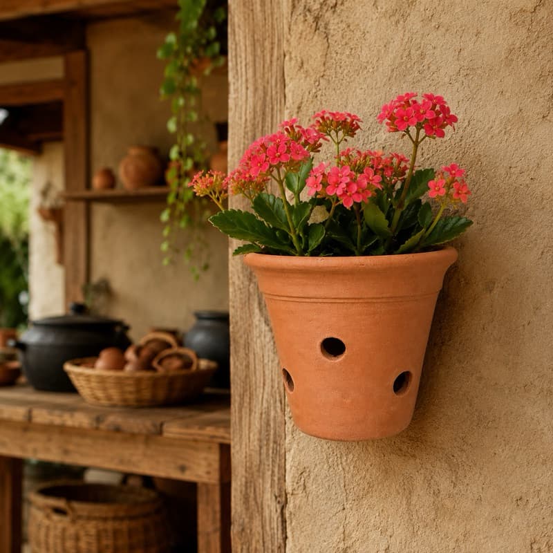 Vaso de Parede em Barro Artesanal para Plantas Orquídeas Suculentas Jardim Decoração Rústica
