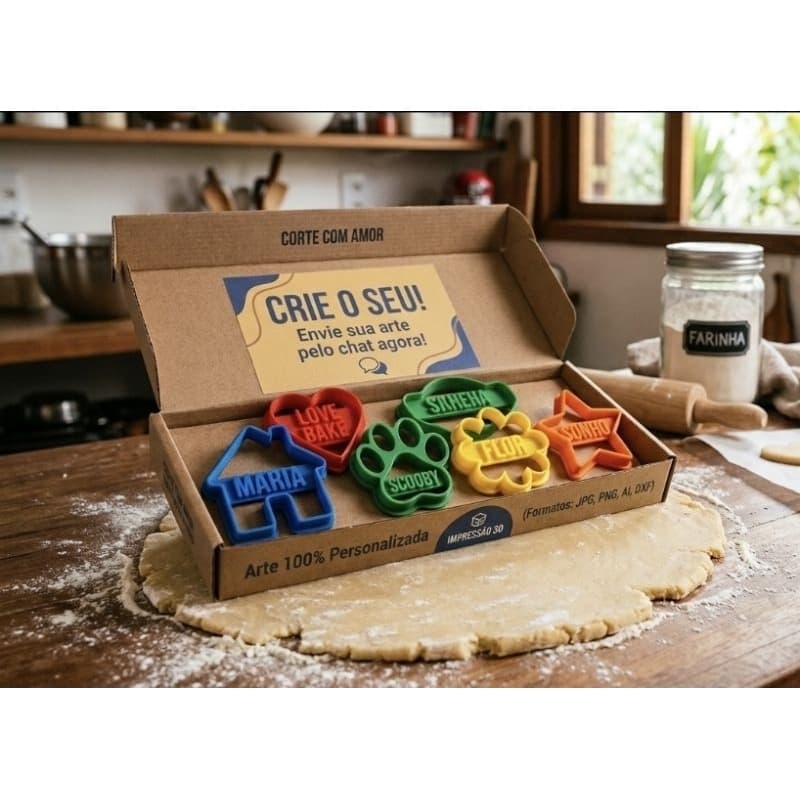kit 7 Cortadores de biscoito massa de biscuit personalizado