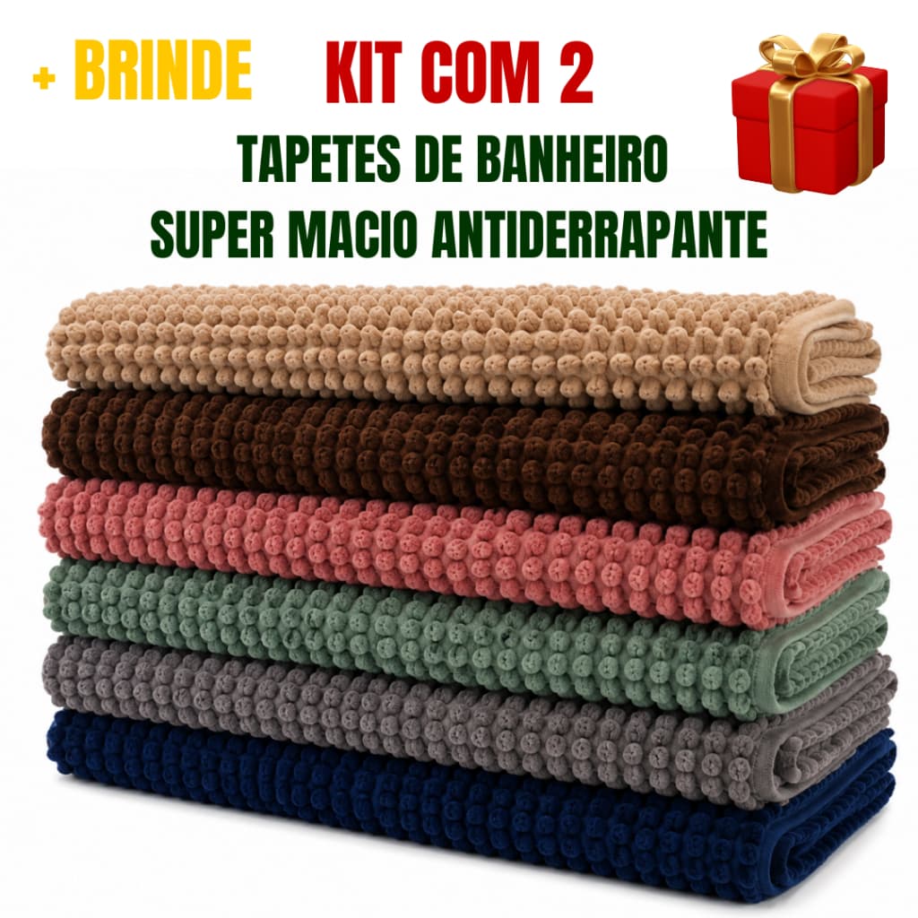 Kit 2 Tapete Antiderrapante Absorvente Extra Macio Secagem Rápida Cores Sortidas