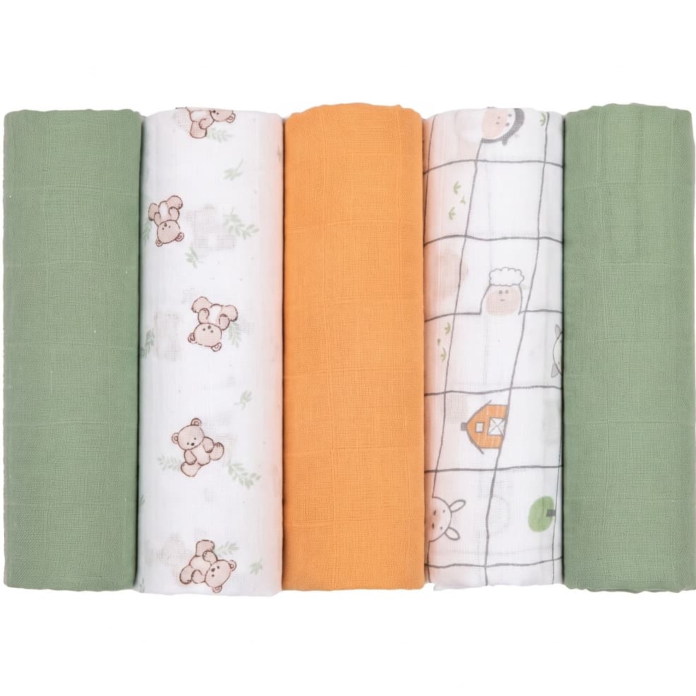 Kit Fralda de Pano Soft Premium Papi Baby com Bainha Macia e Absorvente 78x78cm 5 Unidades