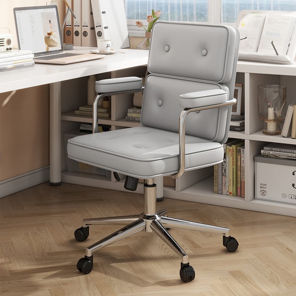 Nova Cadeira De Escritório Ergonômica Giratória Couro Retrô De Alto Luxo Lazer Retrô Conforto
