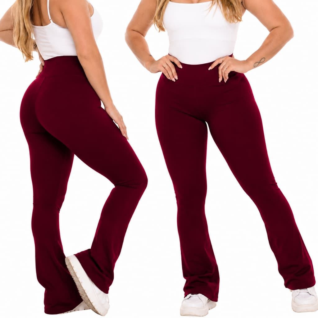 Calça Legging Flare Flanelada Boca De Sino Bailarina