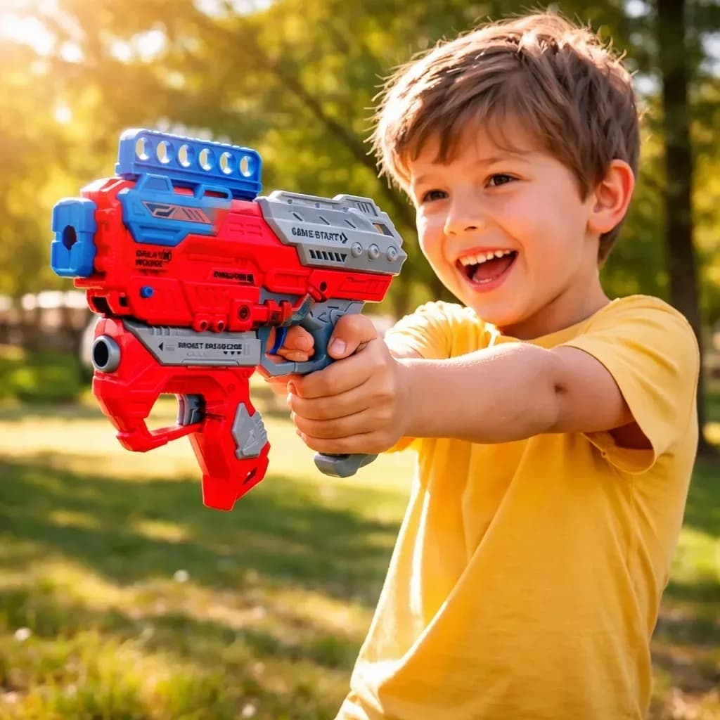 Lançador de Dardos Soft 3 em 1 Top Heroes Brinquedo Infantil Vermelho com Dardos de Espuma