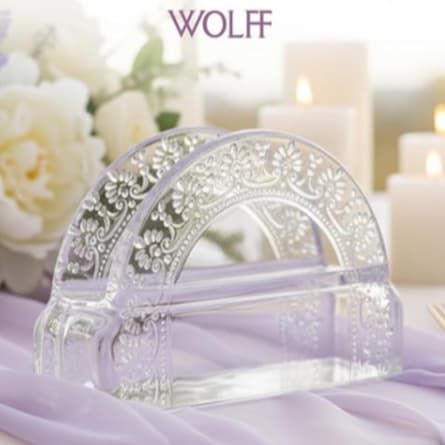 Porta Guardanapos Cristal Wolff Mesa Posta Mesa de Jantar Luxo Sofisticado Peça De Vidro