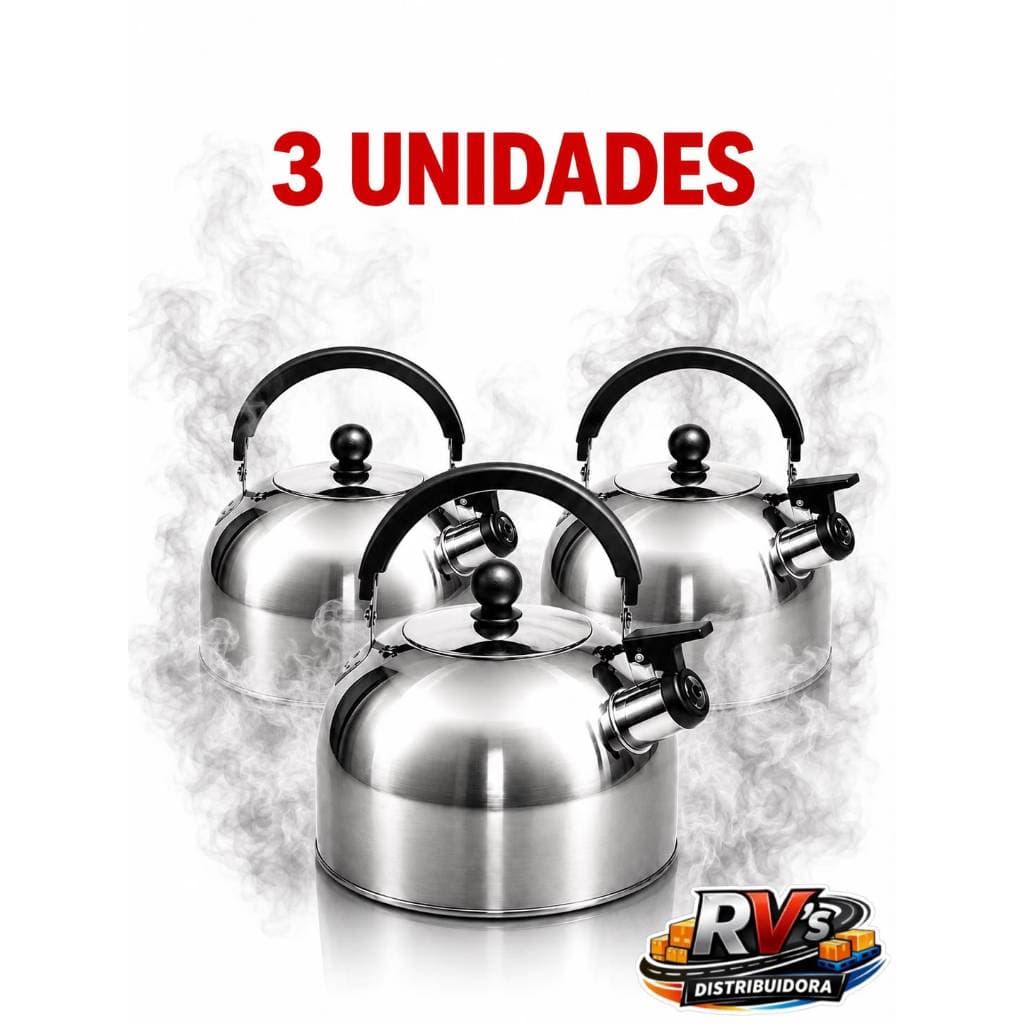 Chaleira Inox 2 Litros Com Apito Alça Ergonômica Para Fogão Gás e Indução Premium
