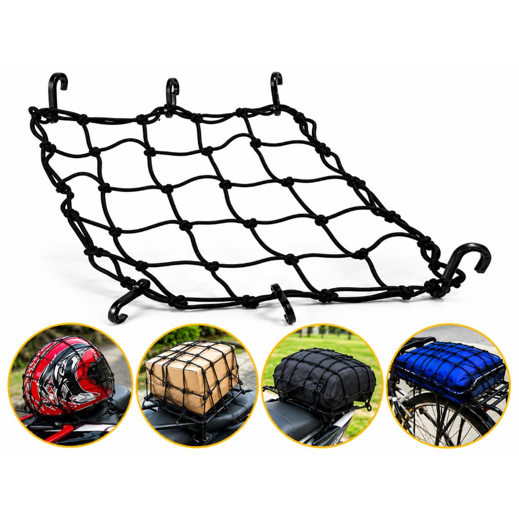 Rede Elástica Aranha para Moto 35x35cm  | Redinha para Bagageiro | Elástico para Capacete, Mochila e Cargas.