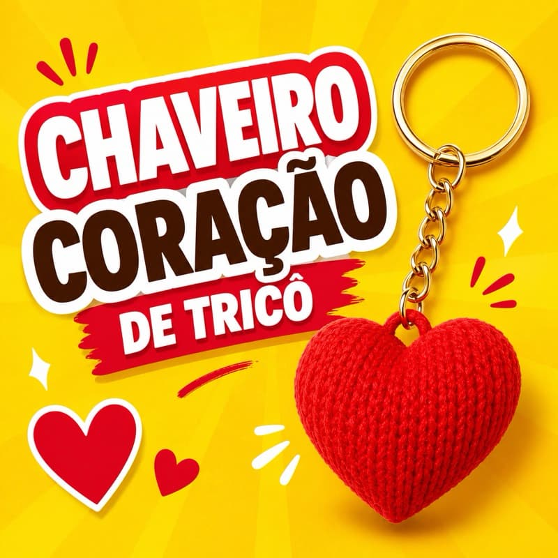 Chaveiro coração de tricô amor