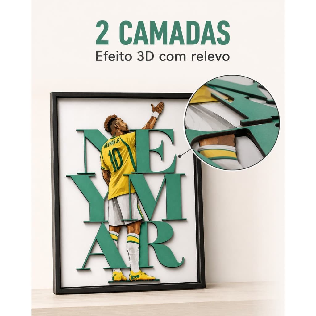 Quadro Decorativo em MDF | Neymar 10 2026