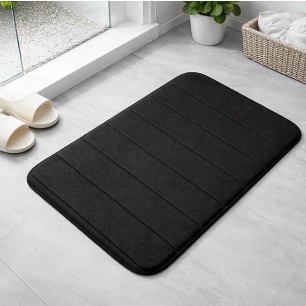 Tapete de Banheiro Memory Foam Antiderrapante Super Absorvente Secagem Rápida Preto