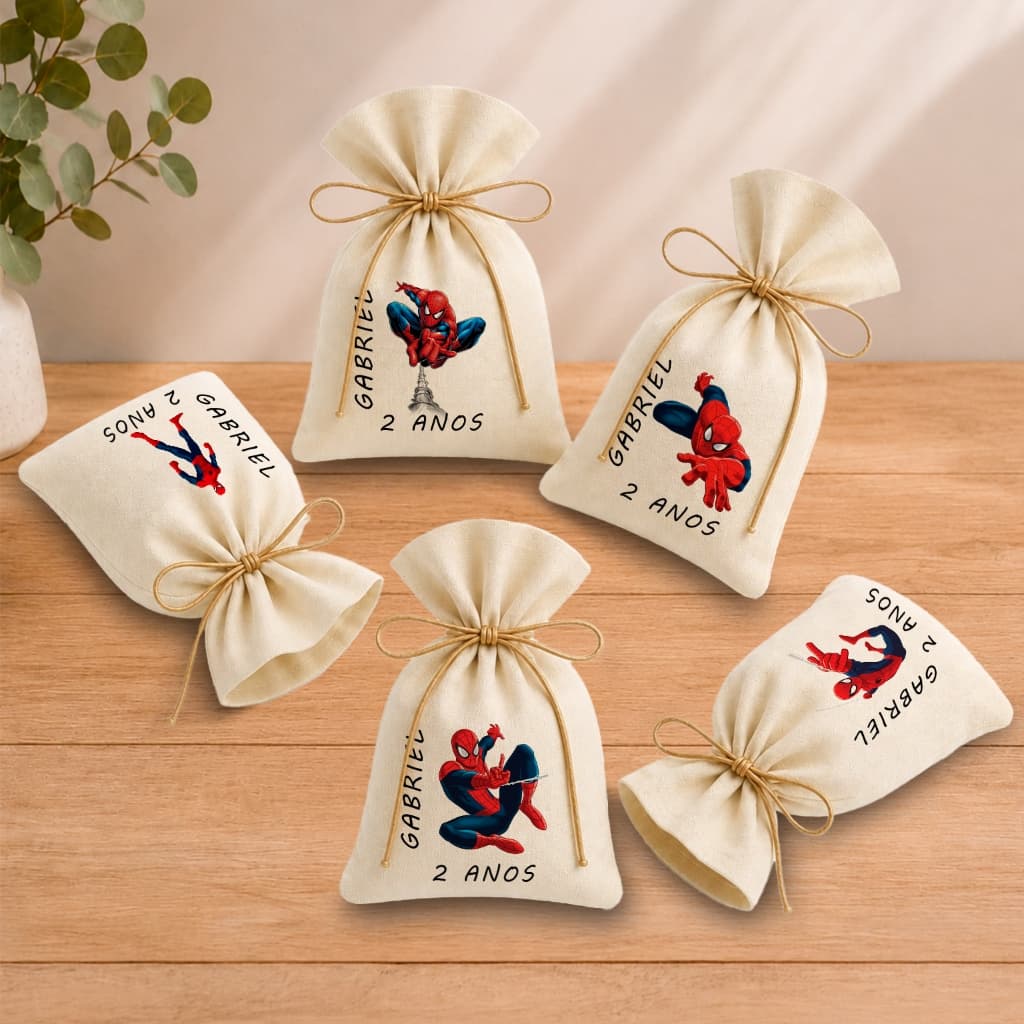 Kit 20 Saquinhos Lembrancinha Personalizada Festa Infantil Aniversário Homem Aranha Spider 11x17