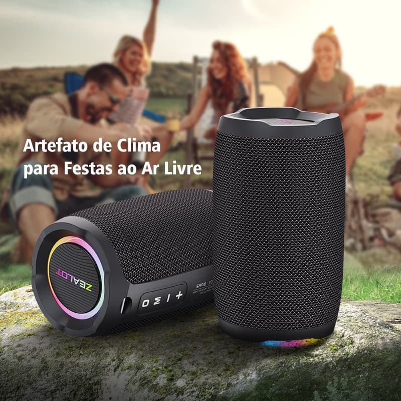 ZEALOT S49 Caixa Portátil Sem Fio 10W IPX6 À Prova d’Água TWS Bateria 3600mAh Áudio Potente Modelo Compacto