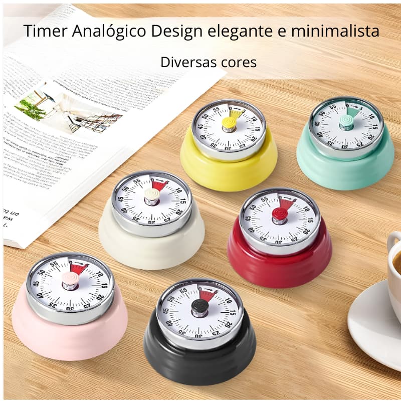Temporizador Analógico Programável Timer Cozinha Magnético Alarme Relógio Cronometro Casa