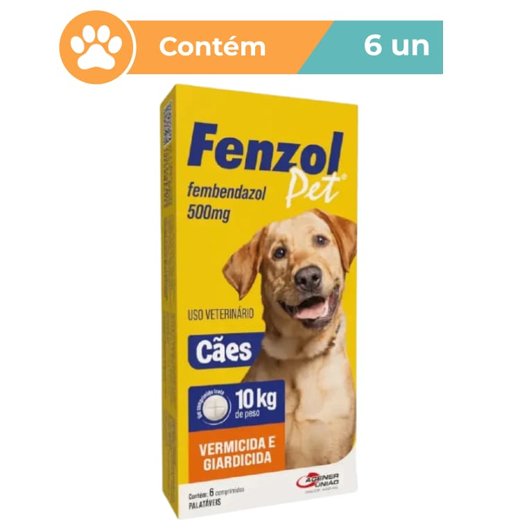 Fenzol Vermífugo Cães 500mg 6 Comprimidos Agener