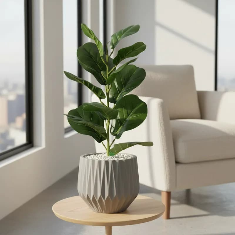 Planta Artificial Fícus Lyrata Com Vaso Luxo Decoração
