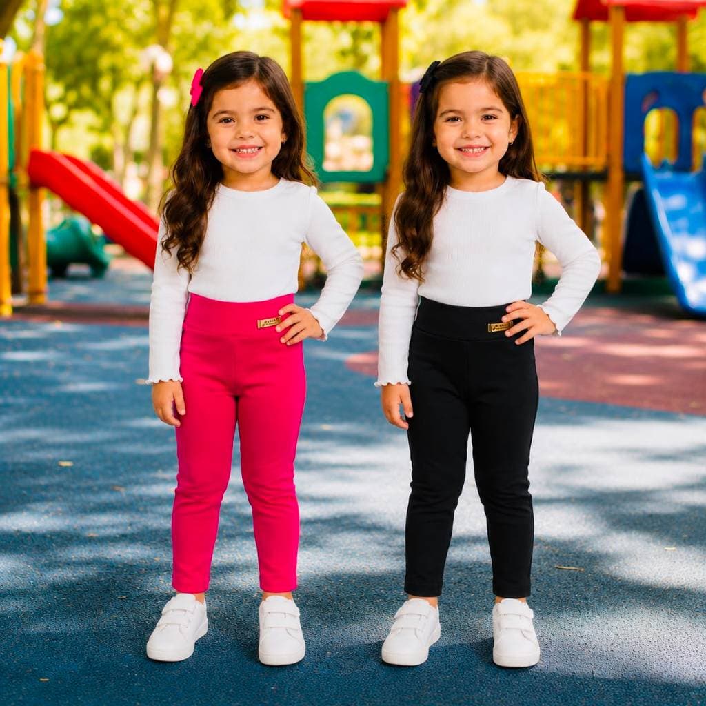 Kit 2 Calça Legging Lisa Infantil Menina Roupa Feminina Criança
