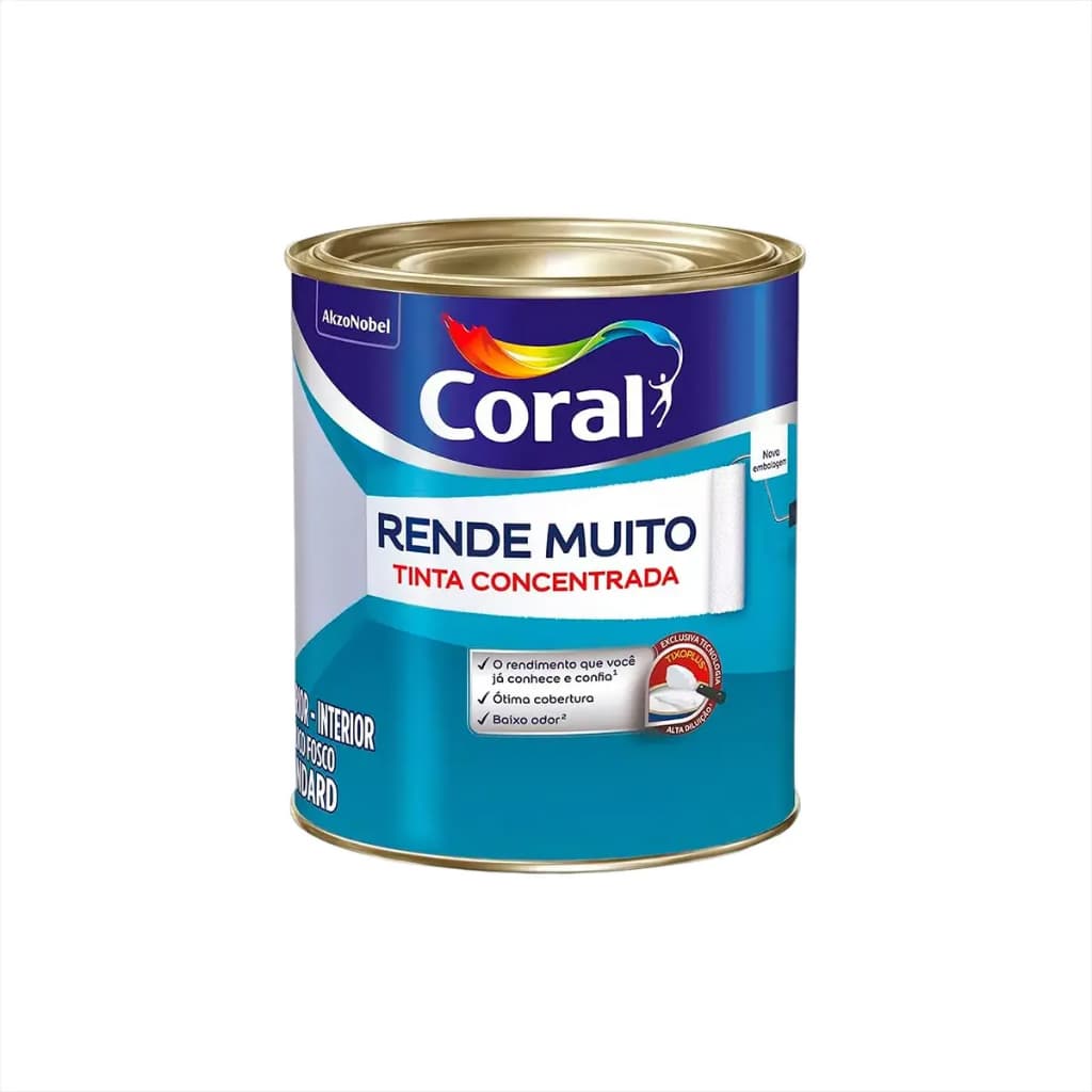 Tinta Acrílica Fosca Coral Rende Muito 800ml Alta Cobertura Máximo Rendimento Ambientes Internos