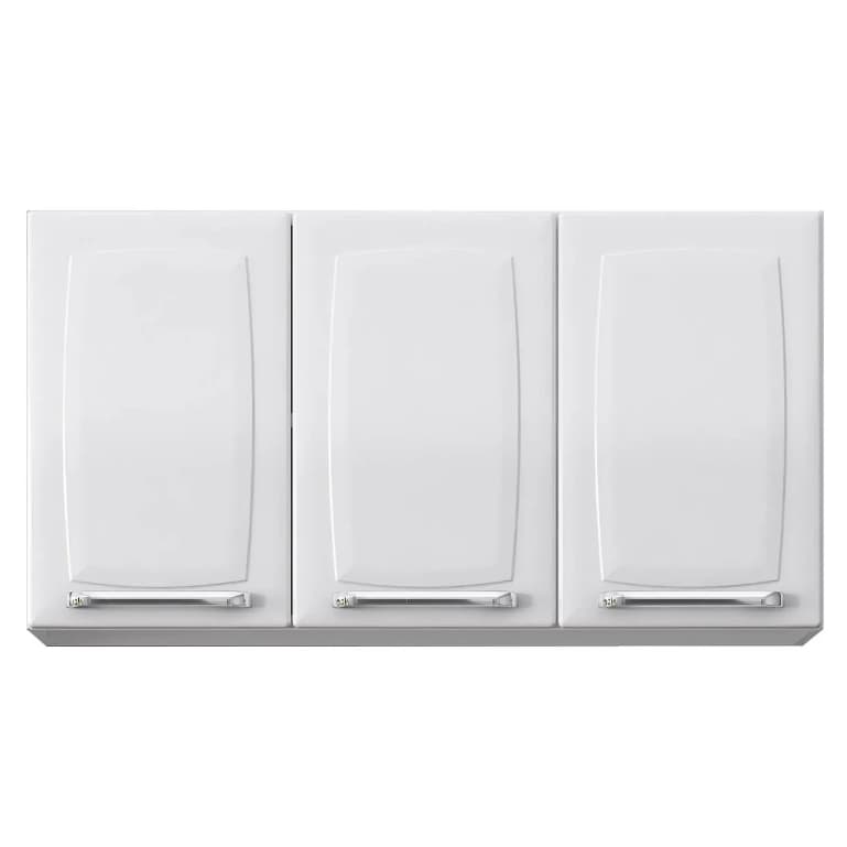 Armário Aéreo Itatiaia Luce 1.05 metros Branco - 3 Portas com Puxadores Metalizados