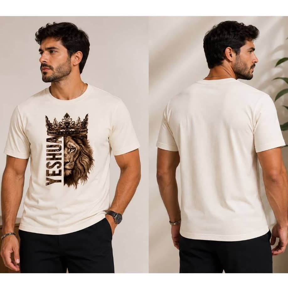 Camisa Camiseta Cristã Gospel Evangélica Yeshua Leão Jesus Masculina Tecido Premium Algodão Promoção