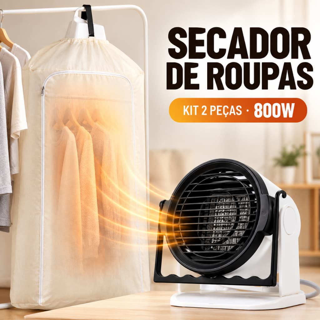 Aquecedor de Ar Portátil 800W Bivolt Ventilador Quente Para Banheiro Quarto Sala Escritório