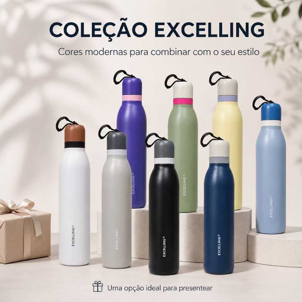 Garrafa Inoxidável Térmica Anti-vazamento 750ml FreeSip Twist Esporte Academia EXCELLING -EX-507