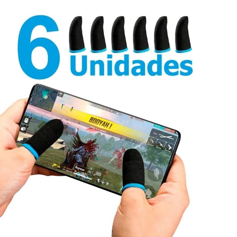 Kit 2 Luvas Gamer de Dedo Antissuor | Dedal Touch Screen para Free Fire, PUBG e Jogos Mobile