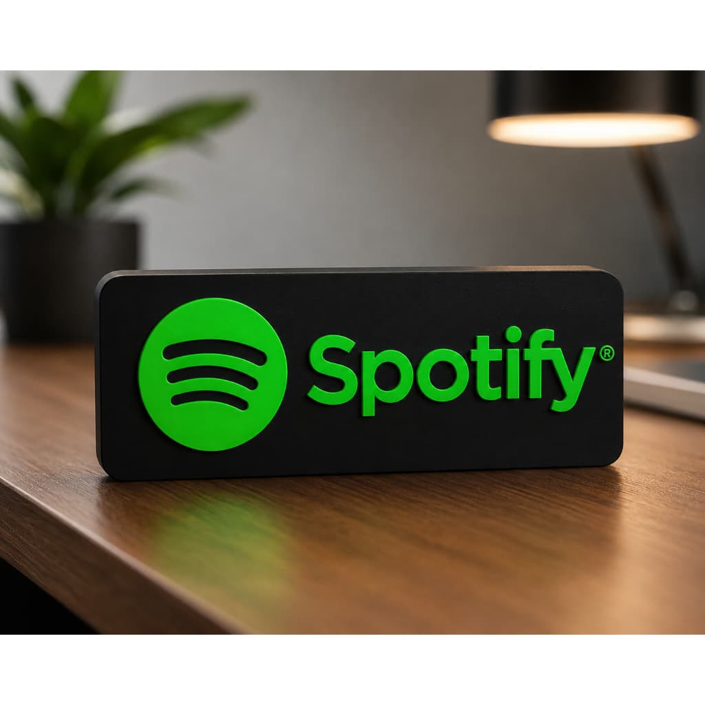 Placa Decorativa Spotify Preta e Verde Enfeite para Mesa Escritório e Setup