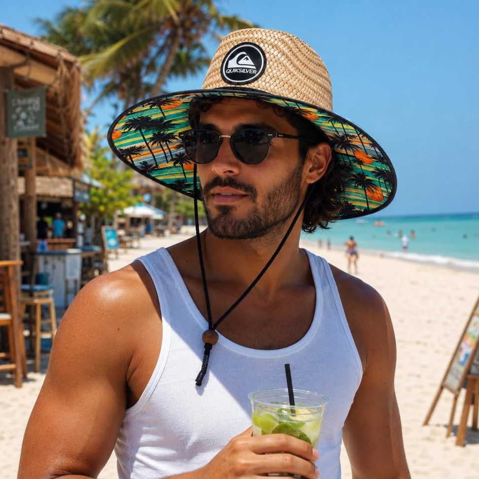Chapéu de Palha Praia Estilo Surf Estampado Variados - Unissex