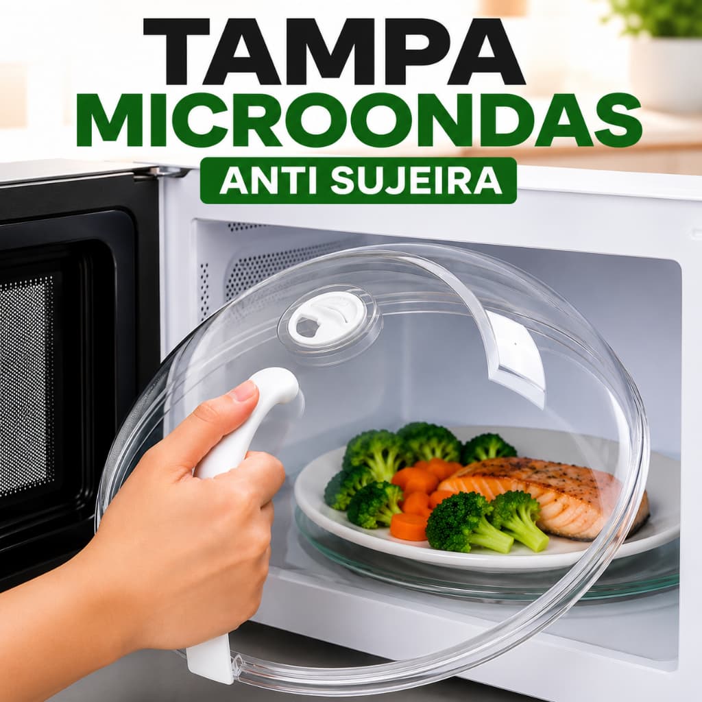 TAMPA PARA MICROONDAS ANTI SUJEIRA COM VÁLVULA E ALÇA PROTETOR DE ALIMENTOS 26CM