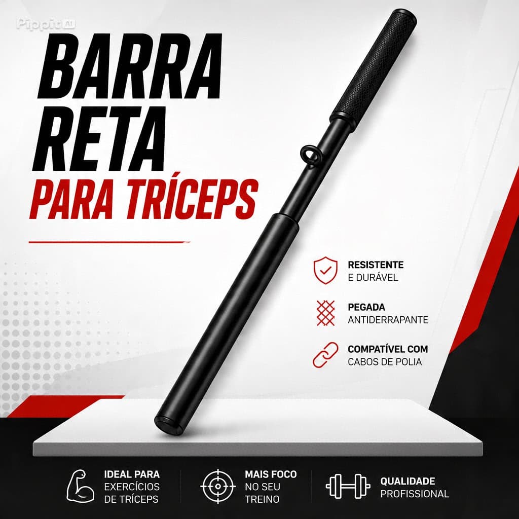 Puxador Pulley Barra Reta Academia Musculação Tríceps Bíceps Costas Fitness