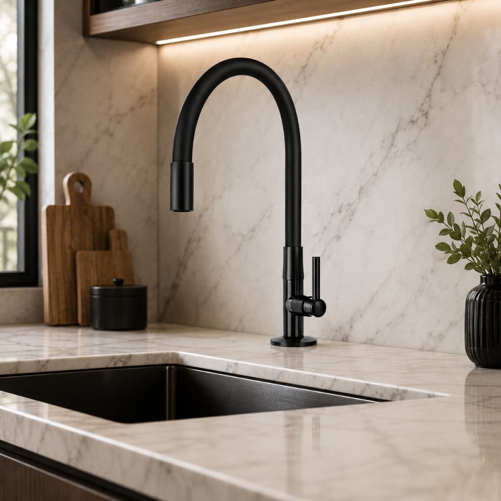 Torneira Luxo SILICONE FLEXÍVEL Preta Fosco Bancada Cozinha Acabamento Premium Flexível 360 Fácil Instalação