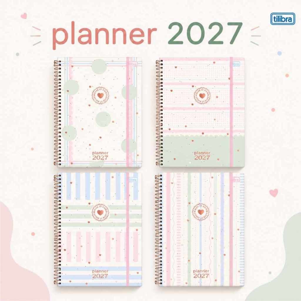 Planner Semanal 2027 Tilibra Soho Espiral 80 Folhas 18x24cm Planejamento Anual Calendário Mensal