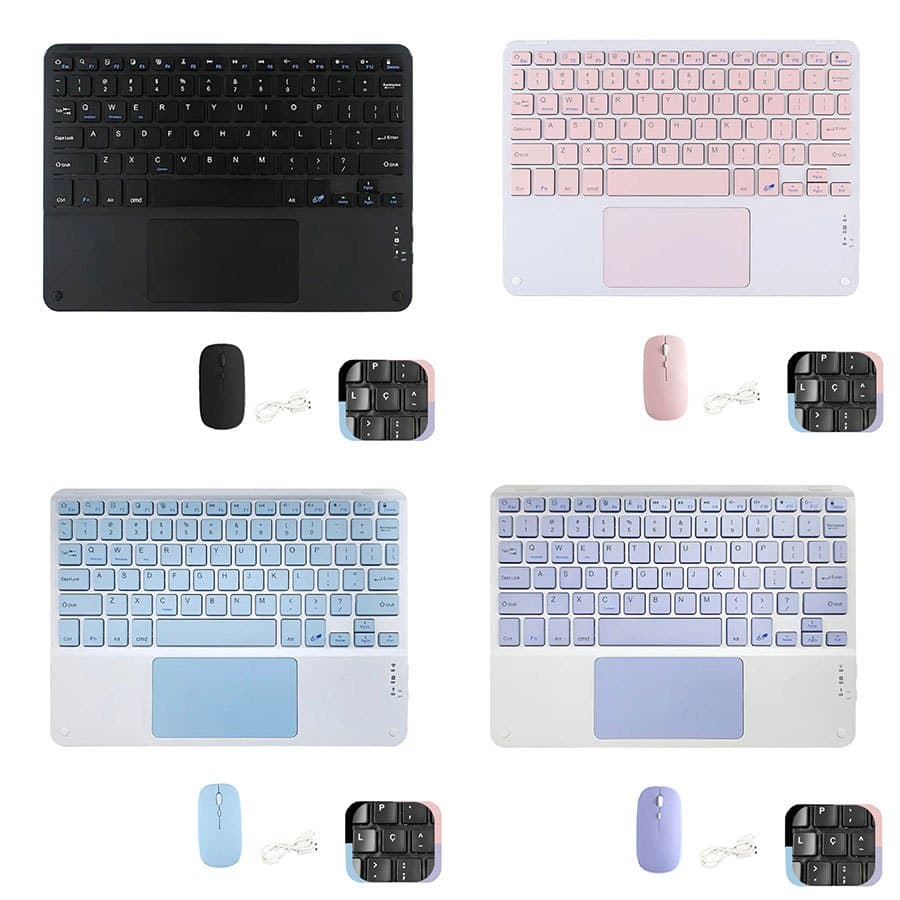 Teclado magnético removível ABNT2 (com ç) e mouse sem fio para Samsung Tab S6 Lite/iPad 11ª/10ª/Tablet Redmi SE 11"