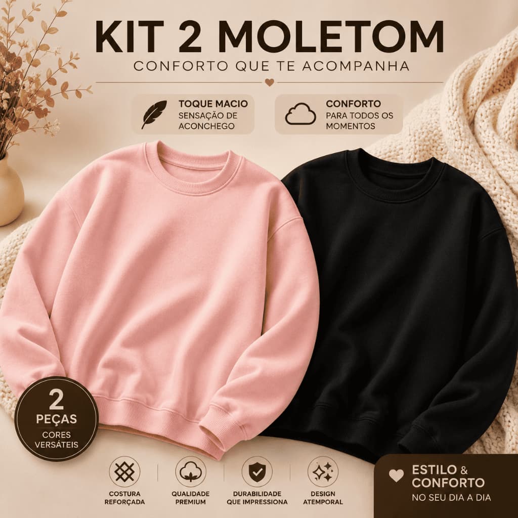 Kit 2 Moletom Feminino Blusa De Frio Feminina Casaco De Menina PP Ao G3 Plus Size