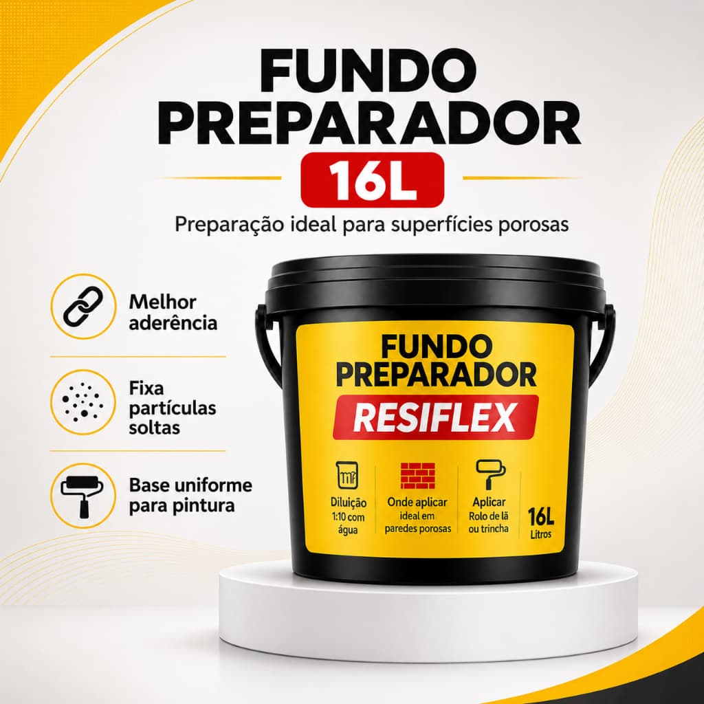 Fundo Preparador de Paredes Resiflex 16L Base Água para Reboco Fraco Gesso Interno e Externo