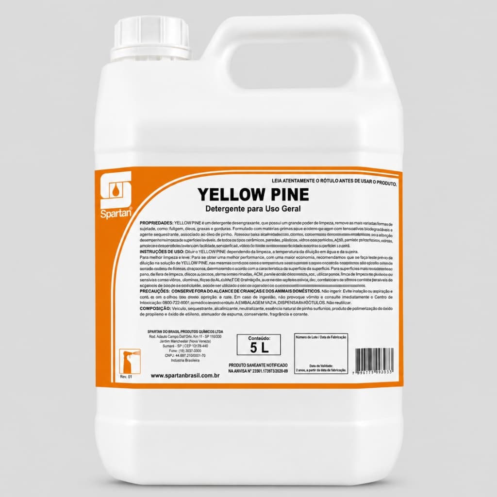Detergente Yellow Pine Uso Geral Desengordurante Limpeza Multiuso Desengraxante Spartan Original 5L