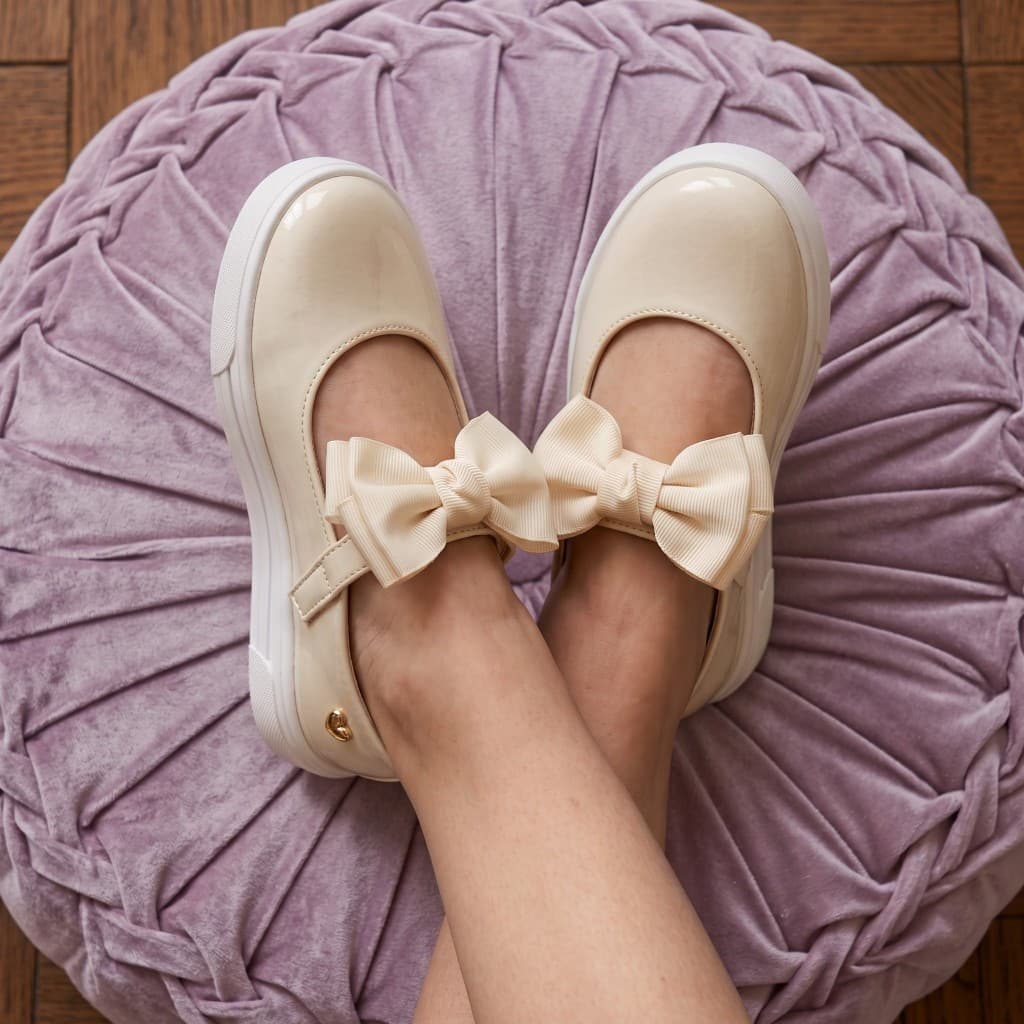 Sapato Infantil Menina Sapatilha Feminina Sapatinho Com Laço Sola Antiderrapante